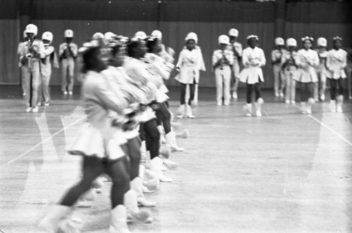 Locke High School students performing at the LAUSD Band and Drill Team Championship, Los Angeles, 1983