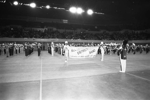 LAUSD All District Band performing at the L.A. Sports Arena, Los Angeles, 1983