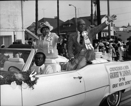 Gilbert Lindsay in a parade, Los Angeles