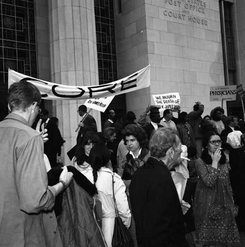 Congress of Racial Equality demonstrators picketing the Federal Building, Los Angeles, 1965