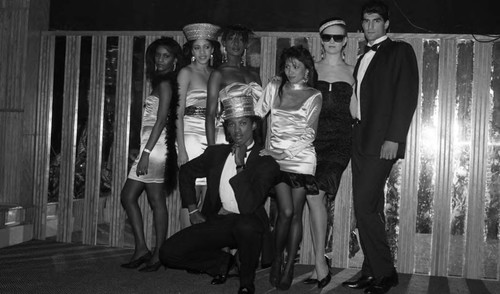 Members of a comedy group posing together, Los Angeles, 1989