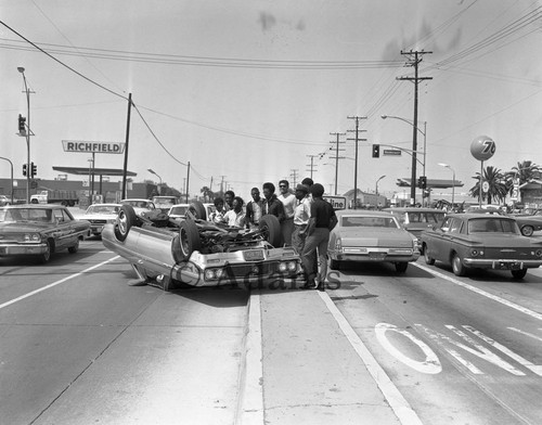 Auto accident, Rosecrans & Avalon, Los Angeles, 1970