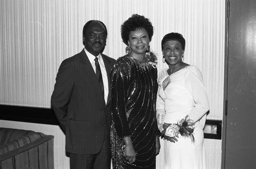 Ciro's Restaurant guests posing together, Los Angeles, 1987