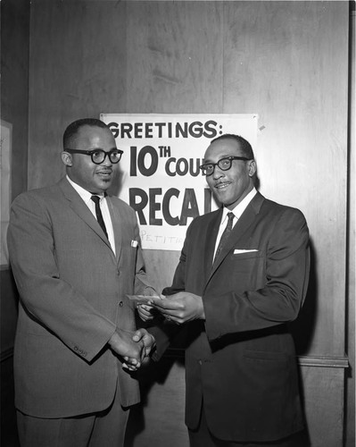 Reverend H.H. Brookins at Council Recall office, Los Angeles, 1962