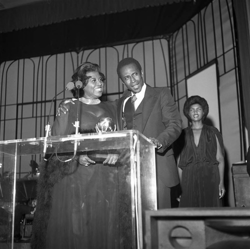 Virginia Capers presenting an award to Cleavon Little at the NAACP Image Awards, Los Angeles, 1978