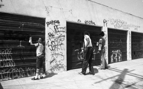 Graffiti cover up, Los Angeles, 1984