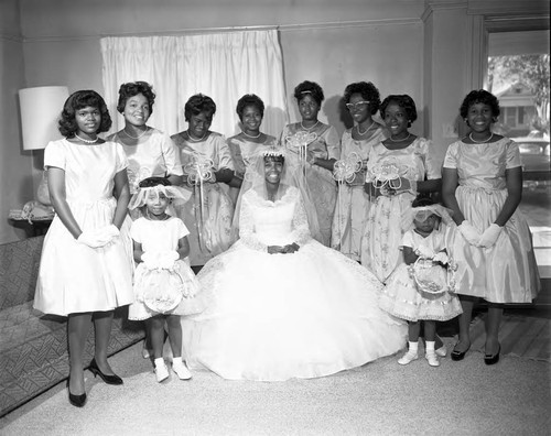 A bride and her bridesmaids, Los Angeles, 1962