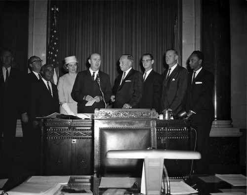 Kenneth Hahn at Council Reception, Los Angeles, 1963