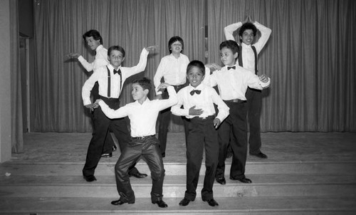 Florence Avenue Elementary School students performing pop and lock routines, Los Angeles, 1983