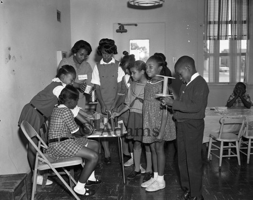 Teacher and students, Los Angeles, 1967