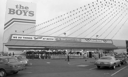 Boys Market Grand Opening, Slauson and Crenshaw, Los Angeles, 1986