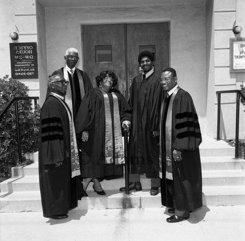 Women and men in ministerial robes, Los Angeles, 1973