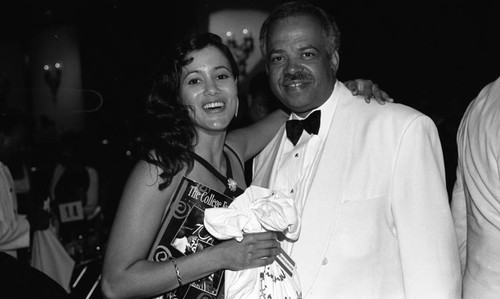 Wayman F. Smith II posing with others during "A Midsummer Night's Magic" dinner, Los Angeles, 1995