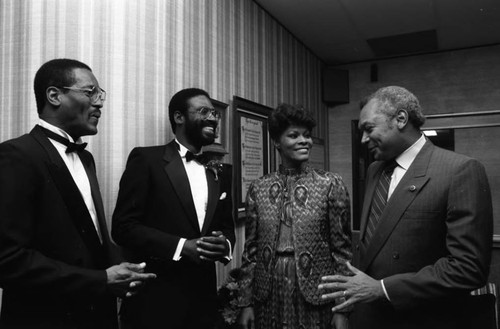 Leadership Award Gospel Concert participants talking together, Los Angeles, 1985