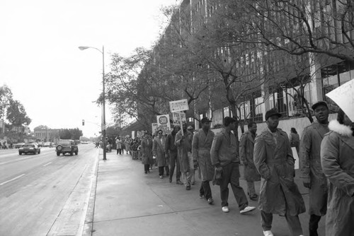 Demonstrators protesting at the Civic Center, Los Angeles, 1986