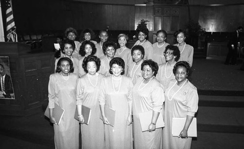 African American women's choir posing together, Los Angeles, 1987