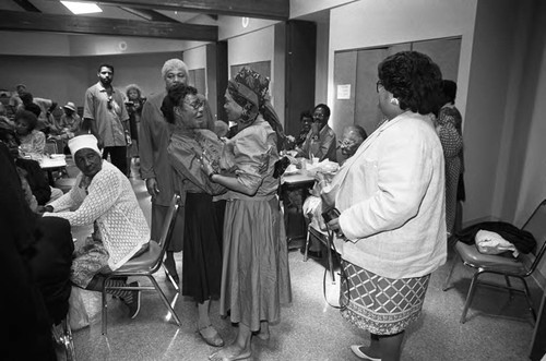 Eartha Kitt meeting with people at the Delta Sigma Theta Center for Life Development, Los Angeles, 1989