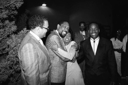 Anita Baker and Donnie Simpson posing together at the 11th Annual BRE Conference, Los Angeles, 1987