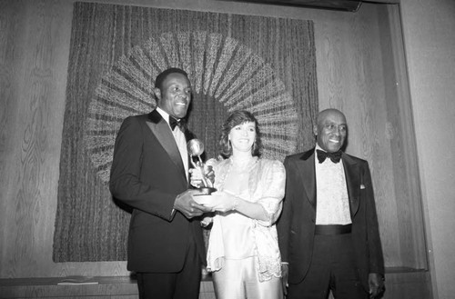 Rafer Johnson and Scatman Crothers posing together at the 17th Annual NAACP Image Awards, Los Angeles, 1984