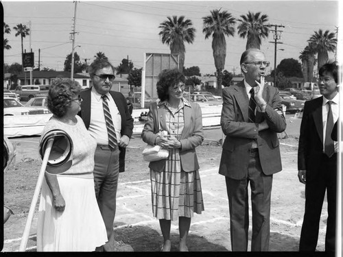 Kenneth Hahn at a ground breaking ceremony, Los Angeles, 1985