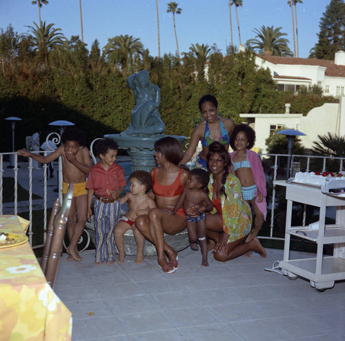 Gwen Gordy Fuqua, and Iris Gordy at Berry Gordy's party, Los Angeles