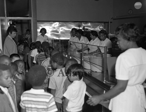 Cafeteria line Willowbrook School Dist., Los Angeles, 1969