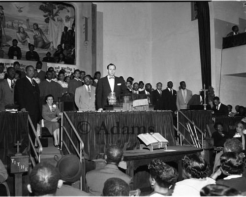 Congregants inside a church building, Los Angeles, 1954