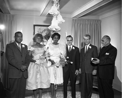 Wedding party and a minister, Los Angeles, 1962