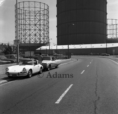 Cars on street, Los Angeles, 1972