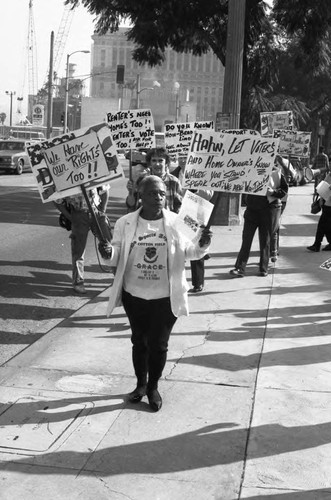 Residents protesting planned destruction of homes, Los Angeles, 1989