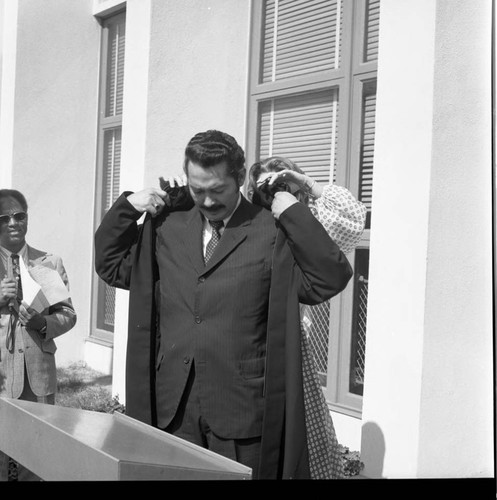 Joseph Armijo at the Stanley Mosk Courthouse, Los Angeles, 1971