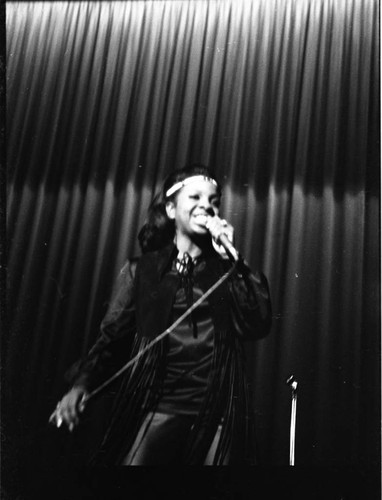 Gladys Knight performing at the Shrine Auditorium, Los Angeles, 1970