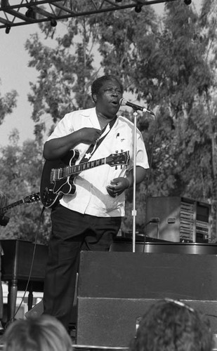 B. B. King performing on an outdoor stage, Long Beach, ca. 1990