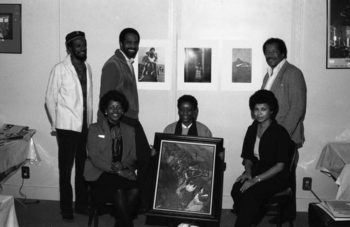 Black Art Day Festival participants posing together, Los Angeles, 1985