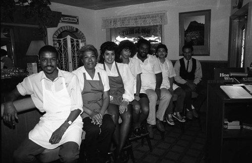 Harold and Belle's Restaurant staff posing together, Los Angeles, 1984