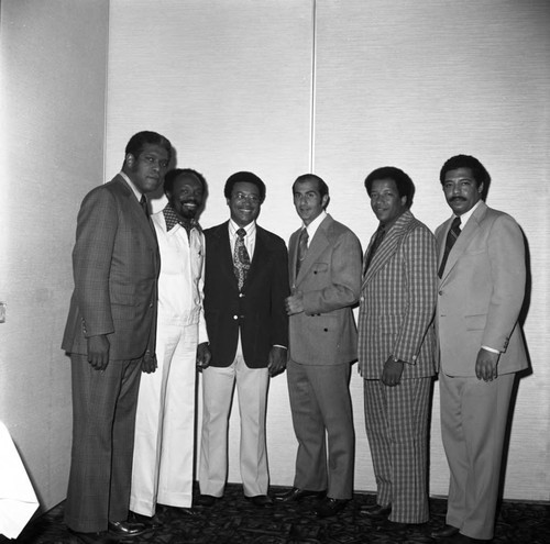 California State Assemblymen posing together at the California Black Elected Officials Conference, Los Angeles, 1973