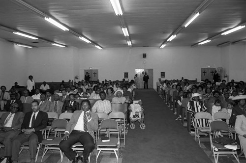 Church of God in Christ members listening to a service, Los Angeles, 1985