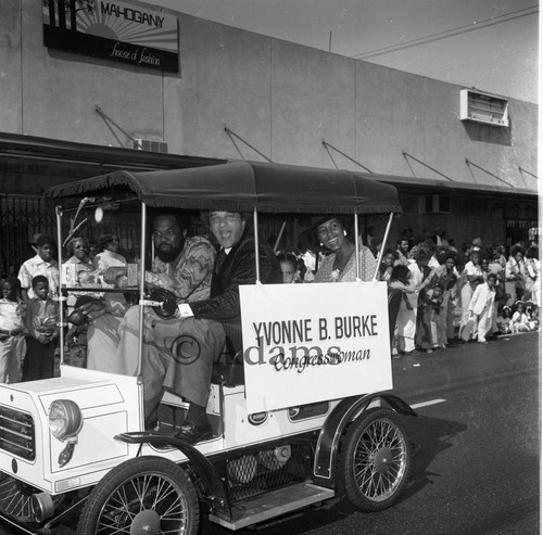 Congresswoman Yvonne Brathwaite at Easter Parade, Los Angeles, 1977