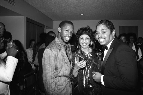 Jeffrey Osborne and Gertrude Gipson posing together at the 11th Annual BRE Conference, Los Angeles, 1987