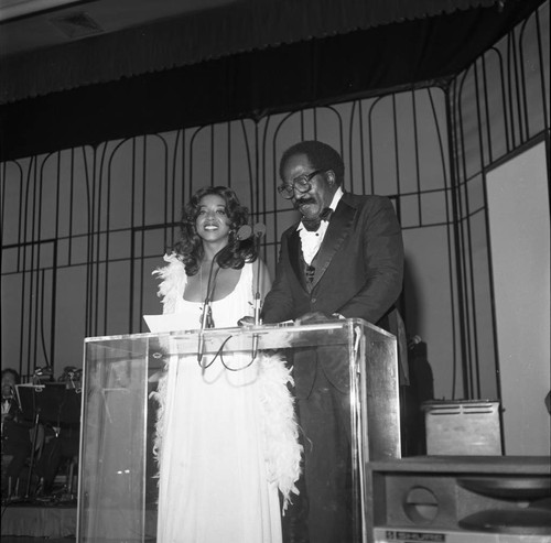 Jimmy Witherspoon speaking at the NAACP Image Awards, Los Angeles, 1978