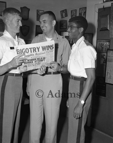 Men with Sentinel Newspaper, Los Angeles, 1970