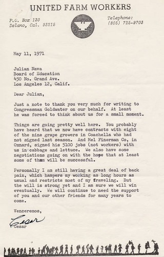 Letter from Cesar Chavez to Julian Nava