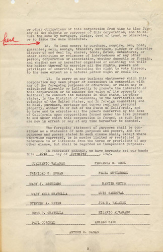 Articles of Incorporation for the Supreme Council of the Mexican-American Movement (page 5)