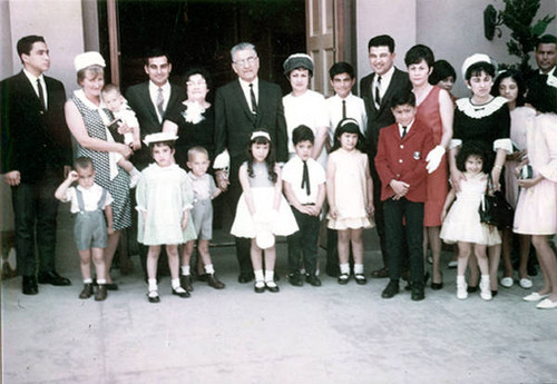 The Calvo Family on Antonio R. and Luz's 40th wedding anniversary in front of Santa Rosa Church, San Fernando