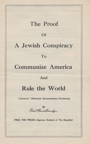 Newsletter, Proof of a Jewish conspiracy to communize America and rule the world, 1936