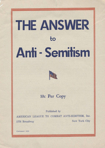 Booklet, Answer to Antisemitism, 1939