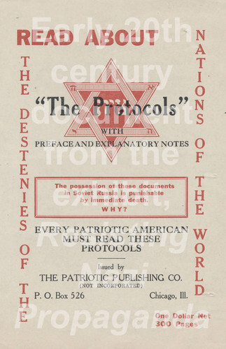 Handbill, Read about "The Protocols"