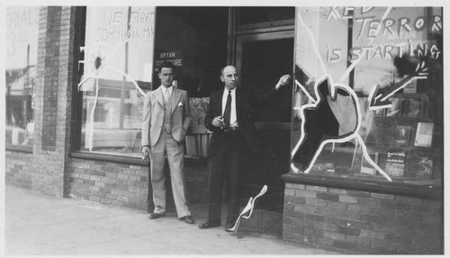 Photograph, vandalized Aryan Bookstore, 1930s