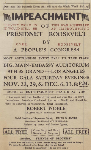 Handbill, Impeachment of Roosevelt by a people's congress, 1941