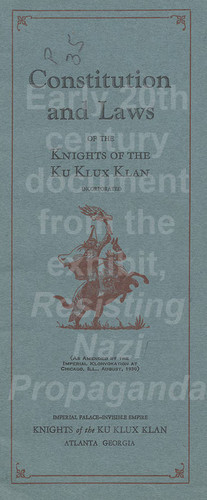 Booklet, Constitution and laws of the Knights of the Ku Klux Klan, 1930